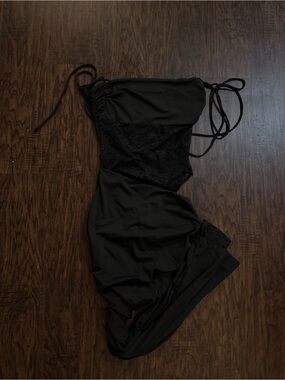 Women’s Black Lace-Panel Slip Dress